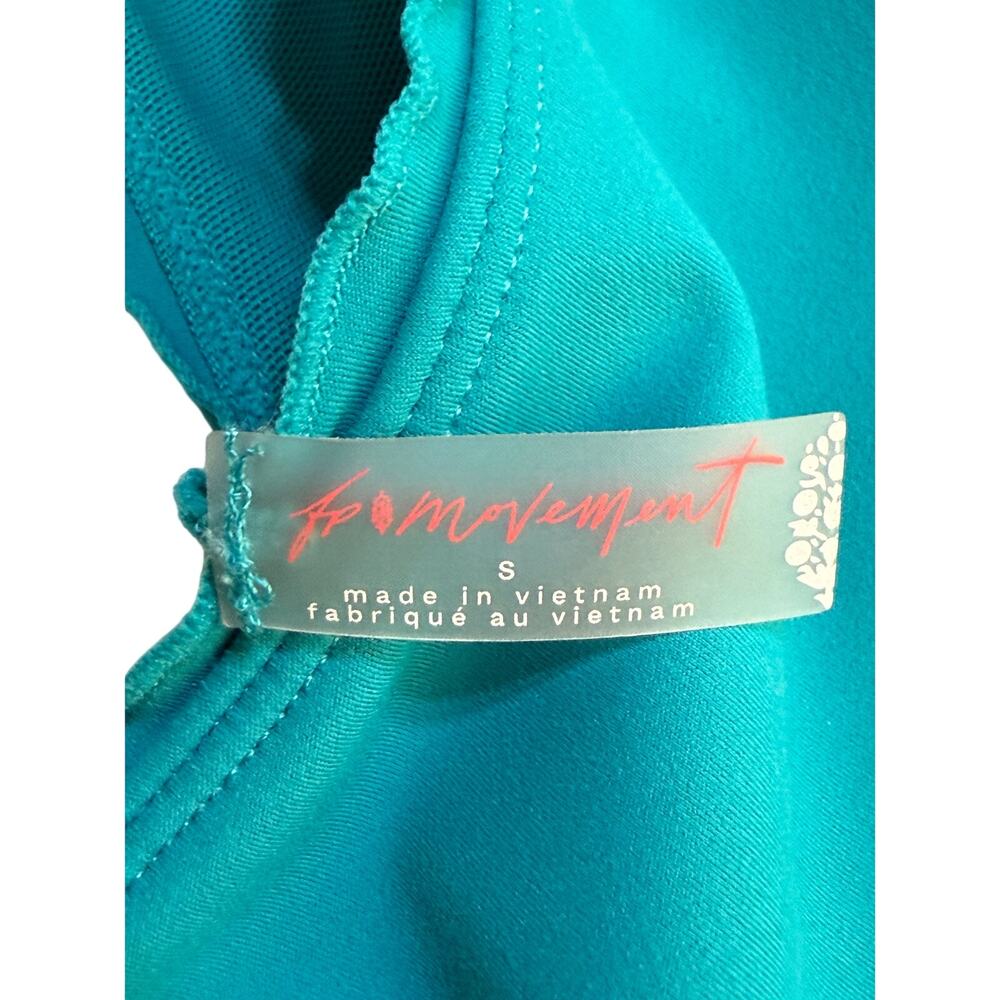 Free People Movement Blue Sports Bra Womens Small High Neck Stretch Activewear - Picture 2 of 3